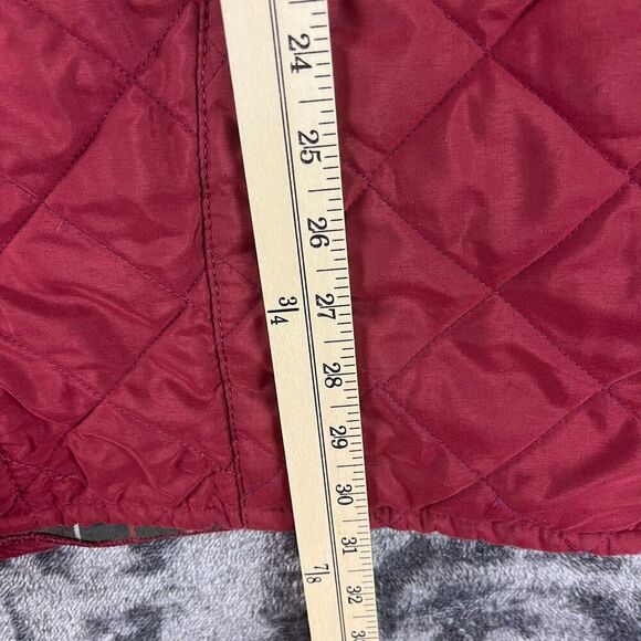 Barbour Quilted Blanket Lined Jacket Red Sz L Corduroy Collar Field Chore* - Picture 8 of 16